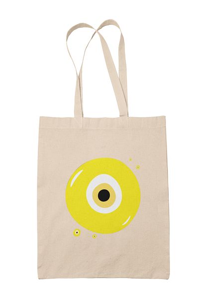 qoeuyl boutique Geantă bej din pânză brută 100% bumbac imprimată cu mărgele de ochi rău