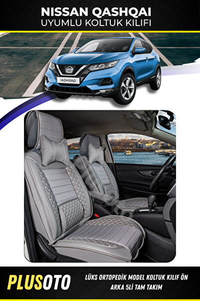 PlusOto Nissan Qashqai Uyumlu Plus Lux Serisi Gri Oto Koltuk Kılıfı 5li Takım...