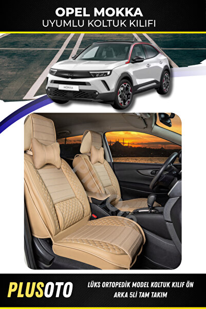 PlusOto Opel Mokka Compatible Plus Lux Series Beige Car Seat Cover Set of 5 P-68