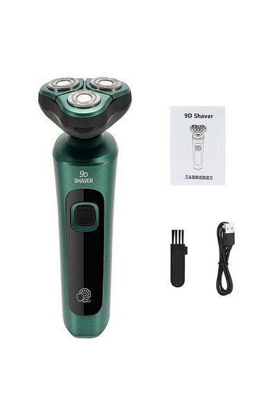 Generic Green Smart Electric Shaver LCD Digital Display Three-head Floating Razor