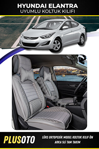 PlusOto مجموعة أغطية مقاعد السيارة باللون الرمادي المتوافقة مع Hyundai Elantr...