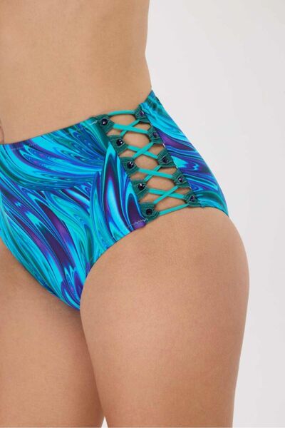 AYYILDIZ 5625 Turquoise Print High Waist Bikini Set