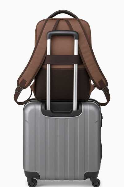 başkent çanta حقيبة ظهر قماشية باللون البني مع حجرة للكمبيوتر المحمول مقاس 15.6 بوصة 8683255013296