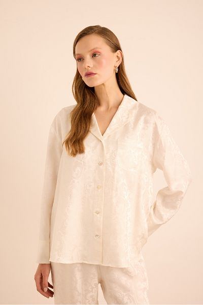 Aker Silk Jacquard, Front Buttoned Pajama Top
