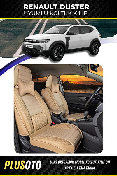 PlusOto Renault Duster Uyumlu Plus Lux Serisi Bej Oto Koltuk Kılıfı 5li Takım...