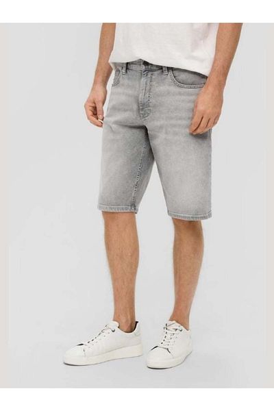 s.Oliver Men's mid-rise denim shorts with regular fit, Grey