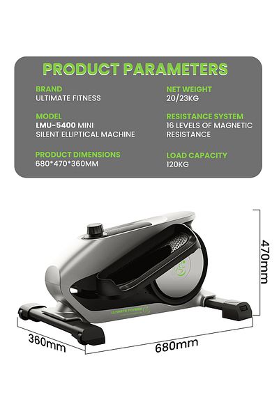 Ultimate Fitness LMU-5400 Elliptical Exercise Machine for Home, 32 Levels, Digital Monitor, support up to 120 Kg