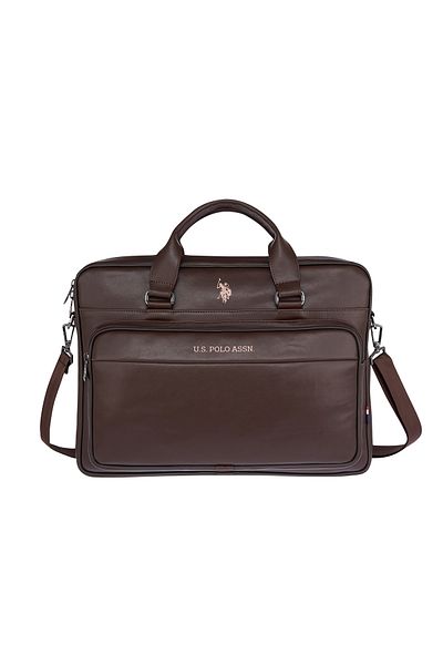 U.S. Polo Assn. Чанта за лаптоп US Polo Assn 25041-25042, куфарче с презрамка, КАФЯВА