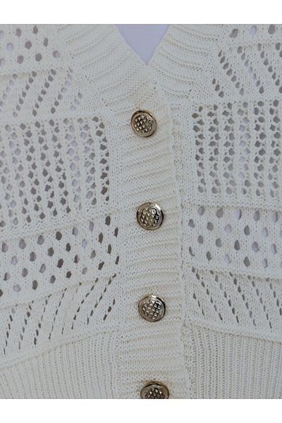 HİJABAYA Openwork Buttoned Knitwear Cardigan