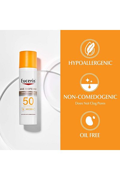 Eucerin Age Defense Face Sunscreen Lotion with Hyaluronic Acid SPF 50 - 2.5fl oz