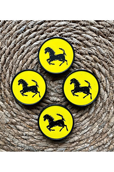 OEM Tofaş Sarı Ferrari Jant Göbeği 4'lü Set