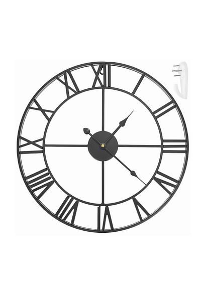 varioshop VarioShop® Vintage Style Wall Clock, Made of Metal, With Roman Numerals, Silent Second Hand Mechanism