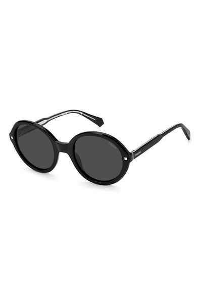 Polaroid Women's Sunglasses, Black, Round, 54 mm