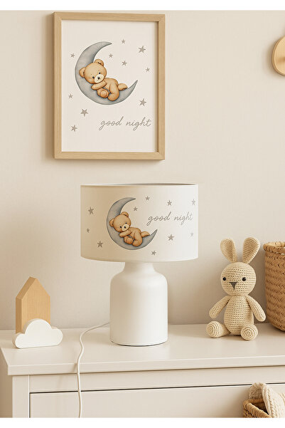 HOMİNG Fabric Printed Sleeping Bear Patterned Children's Room Lampshade Ayd-3051