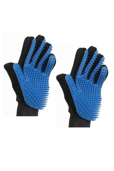 varioshop Brush glove, VarioShop®, 2 pieces, for brushing and massage, for dogs and cats, blue