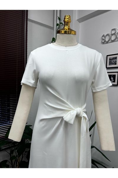 soBasic Modal Fabric Dress with Side Tie