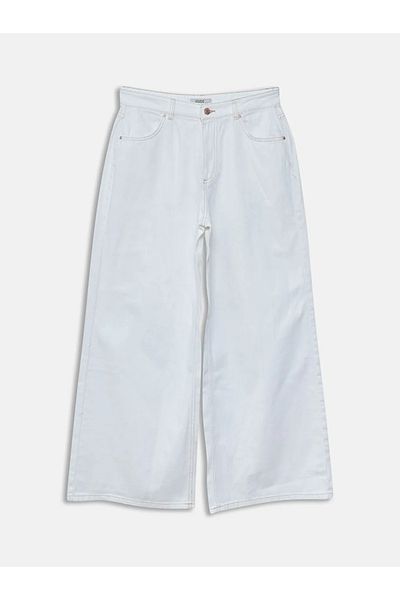 LC Waikiki Pantaloni de jeans de damă XSIDE albi cu picioare largi