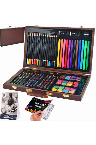 varioshop VarioShop® Painting and Drawing Set, contains 81 pieces and a wooden organization kit, suitable for