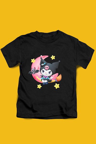 Store Kuromi Pattern Printed Children's Black and White Tshirt