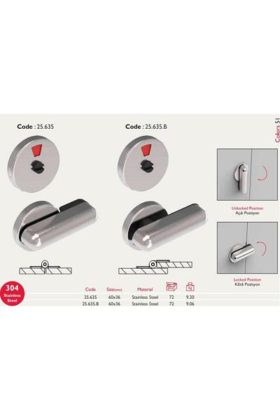 Gürçay Cabinet Latch Stainless Binli 25.635b