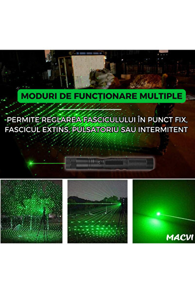 MACVI Laser Pointer Macvi® 405nm, 200mW, aluminum, black, child lock, 100-500m