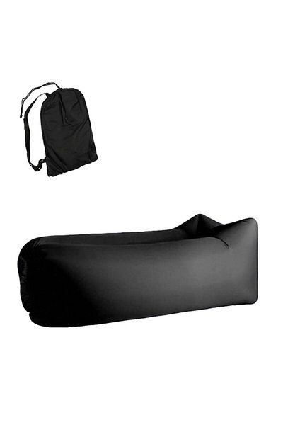 MACVI Saltea tip sezlong Lazybag Macvi®, umflare fara pompa, plaja/picnic/camping, 190 x 70 cm,Negru