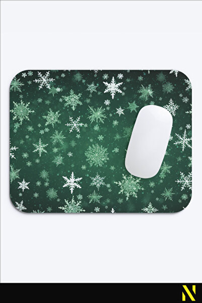 nilizma Mousepad ergonomic cu model fulgi de nea verde - 22 cm X 18 cm - Mousepad cu bază anti-alunecare