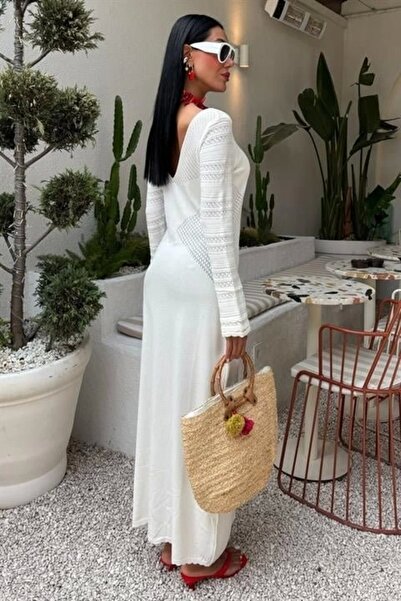 Lijuri Openwork Detailed Crew Neck Knitwear Dress 2861