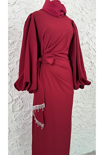 Raya Gym Zincir Detaylı Belden Bağlamalı Krep Abiye