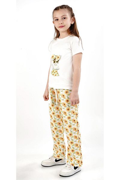 Çocuksan Baby&Kids Wear طقم بناتي بعمر 5 سنوات مزين بالزهور - أبيض
