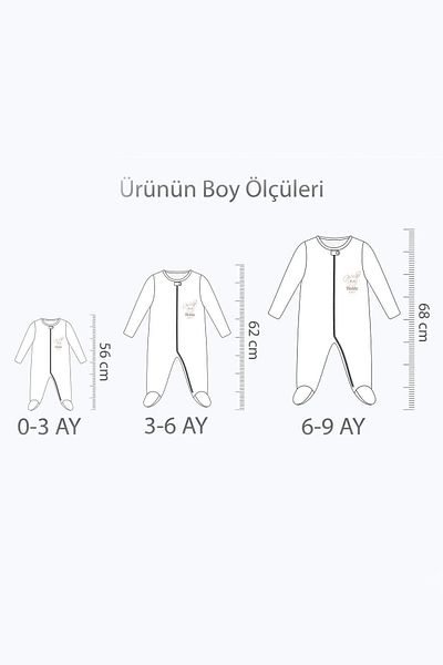 Çocuksan Baby&Kids Wear Unisex Newborn Baby Jumpsuit - Safari Patterned, Booties and Snaps