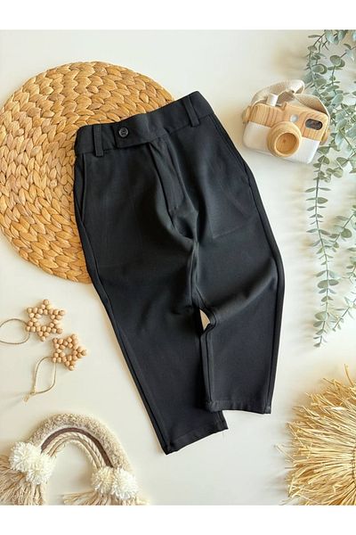 Sipsirin Children's Woven Jogger Pants with Waist Belt Detail - Cream / Khaki / Black (3-10 Years)