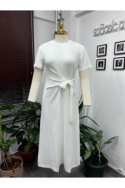 soBasic Modal Fabric Dress with Side Tie