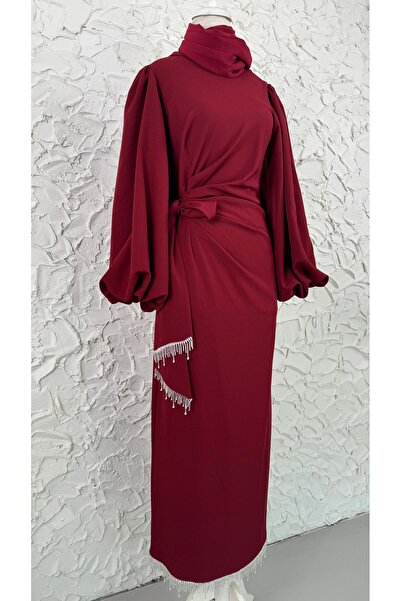 Raya Gym Zincir Detaylı Belden Bağlamalı Krep Abiye