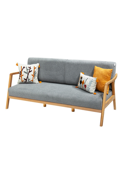 Zem Sevilla Bohem Üçlü Kanepe Natürel Ahşap, Gri