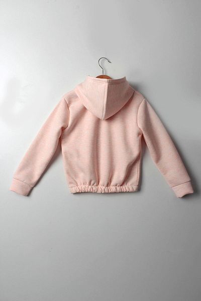 Çocuksan Baby&Kids Wear Hanorac gros pentru fetiță 5-10 ani - Hanorac cu glugă Somon Happiness Printed