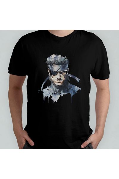 Pixxa Metal Gear Solid - Solid Snake Unisex 100% Cotton Crew Neck T-Shirt Model 1