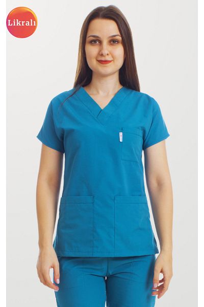 Simirna Üniforma Premium Fabric Lycra Surgical Doctor Nurse Scrubs Single Top Uniform