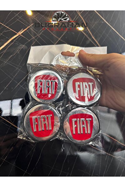 Muhtelif Fiat Logolu Kırmızı Parlak Jant Göbeği 58 Mm Dış 54,5 Mm İç 4 Adet