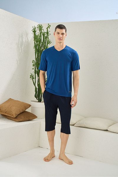 KLY 2056 Ανδρικό σετ Capri από ύφασμα μπαμπού Indigo