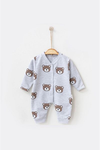 Çocuksan Baby&Kids Wear Teddy Bear Patterned Unisex Baby Jumpsuit - with Booties and Snaps