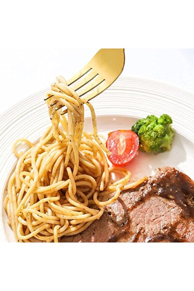 Sunhome طقم أدوات مائدة من الفولاذ المقاوم للصدأ باللون الذهبي مكون من 24 قطعة