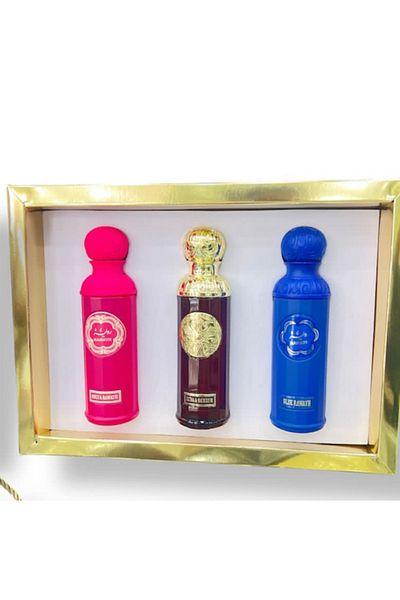 Lady Perfume Silver perfume set of three perfumes with a gift bag