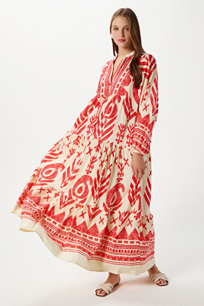 Ritnice Rochie de vară lungă, 100% viscoză, cremă Coral Modest Shine