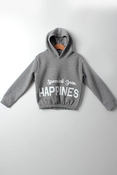 Çocuksan Baby&Kids Wear Суитшърт с качулка и щампа „Щастие“ за момиче 5-10 години