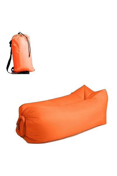 MACVI Saltea tip sezlong Lazybag Macvi®, umflare fara pompa, plaja/picnic/camping, 190 x 70 cm,Portocaliu