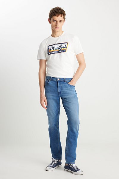 WRANGLER Texas Straight Fit Talie normală Pantaloni drepti din denim elastic din bumbac albastru închis