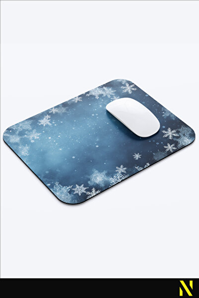 nilizma Ергономична подложка за мишка с мотив на снежинки в тъмносин цвят - 22 cm X 18 cm - подложка за мишка с неплъзгаща се основа