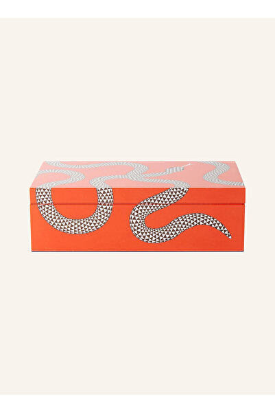 Jonathan Adler Eden Medium Wood Storage Box with Lid, High Gloss, Velvet Lining