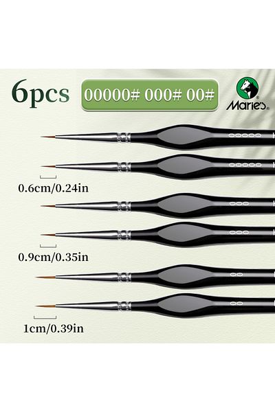 Choice 6pcs 3/6pcs Marie's Micro Paint Brushes,miniature Paintbrushes With Triangular Handles For Acrylic,c